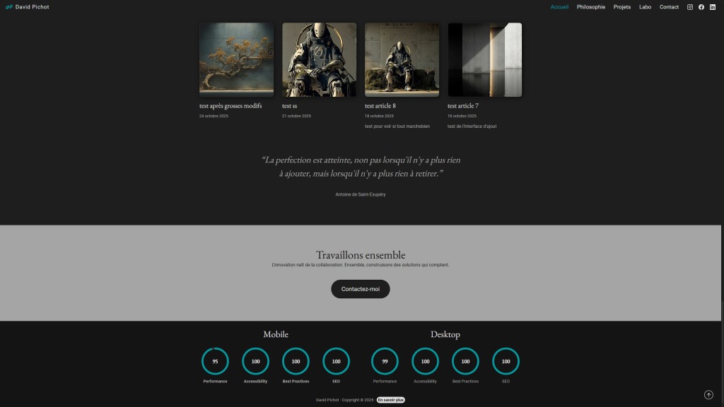 interface site dip-ai.io lighthouse Google pageSpeed score